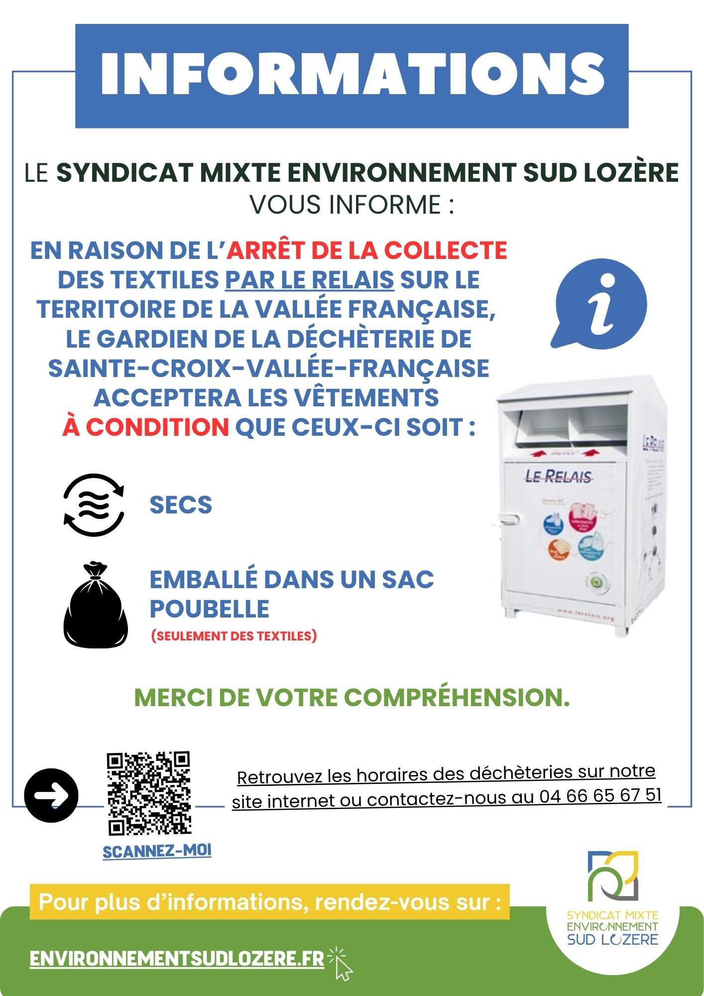 Affiche arrêt collecte le relais en VF